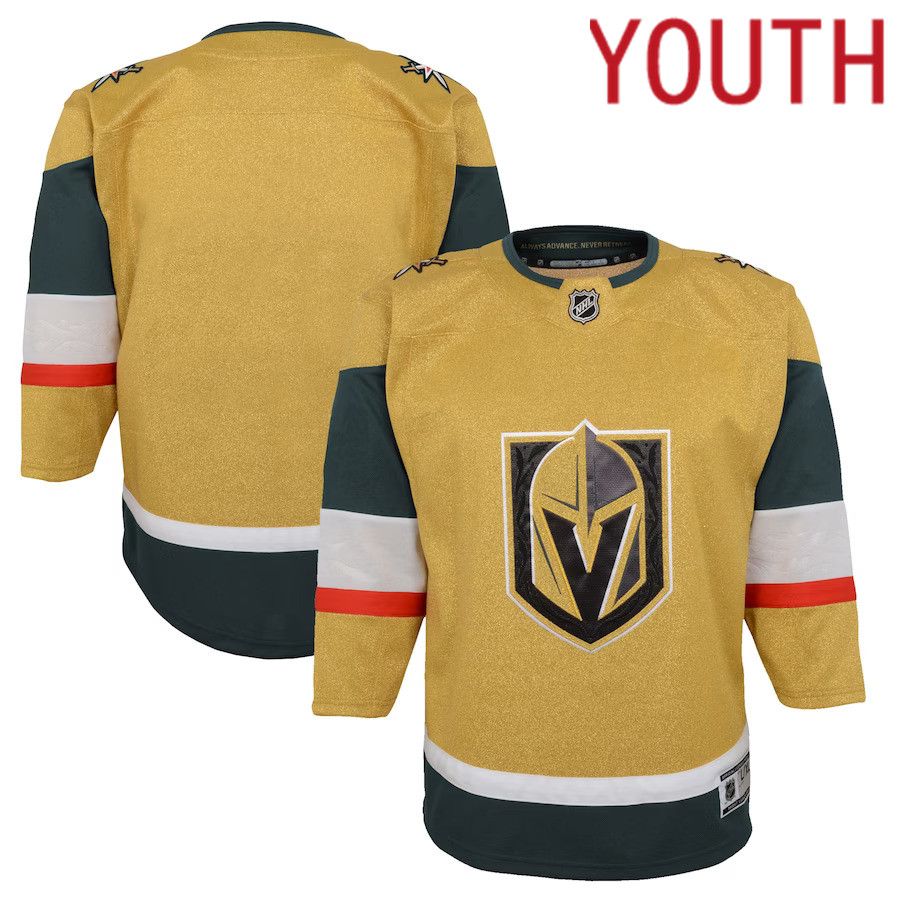 Youth Vegas Golden Knights Gold Home Premier NHL Jersey->vancouver canucks->NHL Jersey